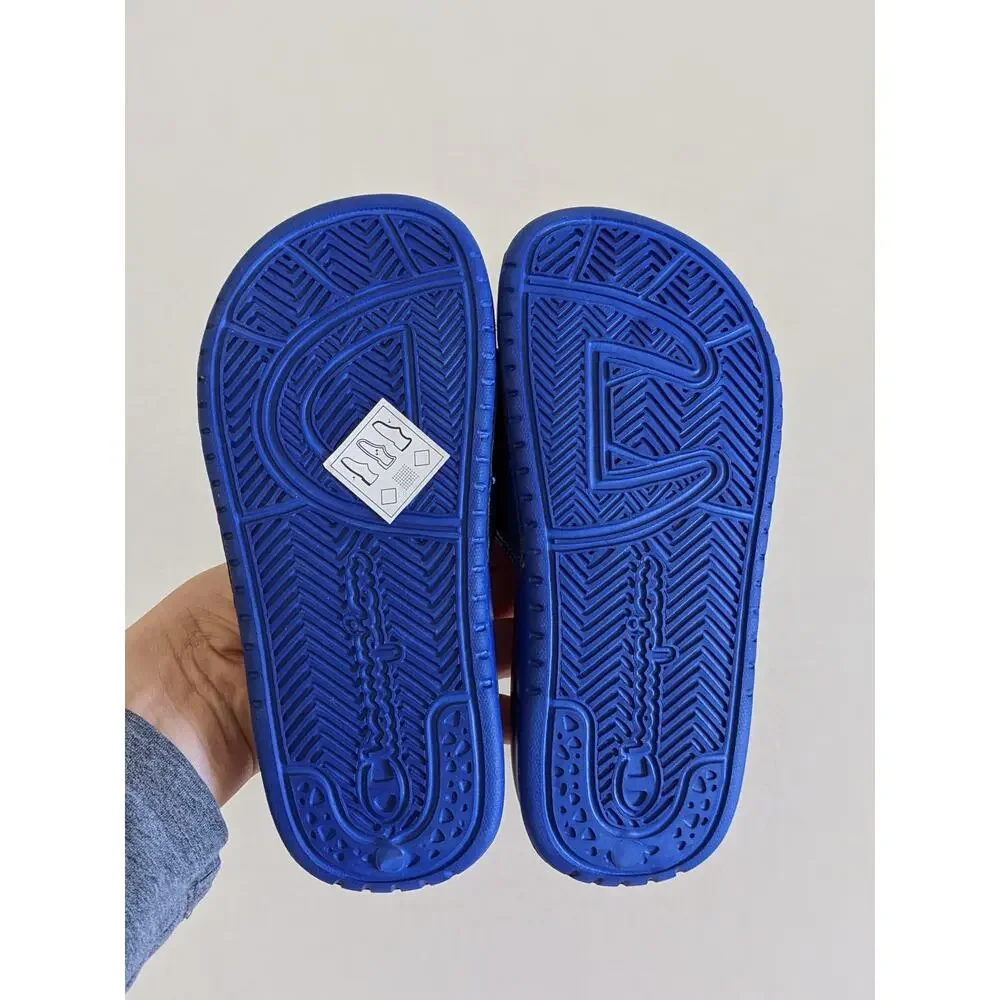 Champion Size 11 Super Slide Solid Kids' Slide Sandals Blue White Pool Slides
